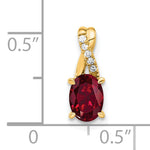 Oval Gemstone & Diamond Pendant - 14k Yellow Gold / Natural / Red Ruby, Lab Created, I2 (A)