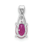 Oval Gemstone & Diamond Pendant - 14k White Gold / Natural / Red Ruby, Lab Created, I2 (A)