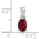 Oval Gemstone & Diamond Pendant - 14k White Gold / Natural / Red Ruby, Lab Created, I2 (A)