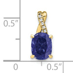 Oval Gemstone & Diamond Pendant - 10k Yellow Gold / Natural / Blue Sapphire, Lab Created, Standard