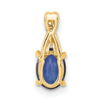 Oval Gemstone & Diamond Pendant - 14k Yellow Gold / Natural / Blue Sapphire, Lab Created, I2 (A)