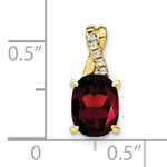 Oval Gemstone & Diamond Pendant - 10k Yellow Gold / Natural / Red Garnet