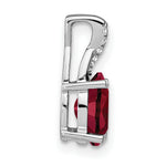 Oval Gemstone & Diamond Pendant - 14k White Gold / Natural / Red Ruby, Lab Created, Standard