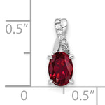 Oval Gemstone & Diamond Pendant - 14k White Gold / Natural / Red Ruby, Lab Created, Standard