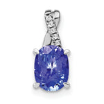 Oval Gemstone & Diamond Pendant - 14k White Gold / Natural / Blue Tanzanite
