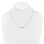 14k White Gold 1/2 carat Diamond Sideways Cross 18 inch Necklace