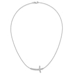 14k White Gold 1/2 carat Diamond Sideways Cross 18 inch Necklace