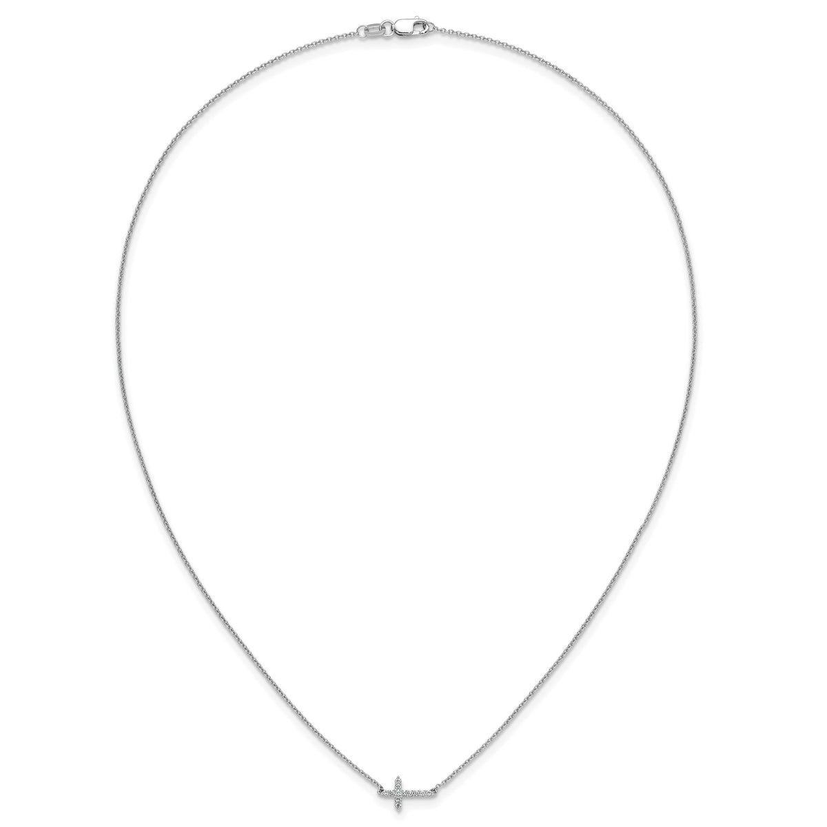 Diamond Sideways Cross Necklace - 10k White Gold / None / 1/10 ctw.