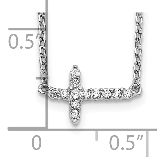 Diamond Sideways Cross Necklace - 10k White Gold / None / 1/10 ctw.