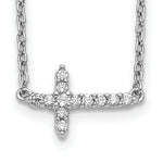 Diamond Sideways Cross Necklace - 10k White Gold / None / 1/10 ctw.