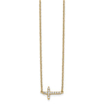 Diamond Sideways Cross Necklace - 10k Yellow Gold / None / 1/10 ctw.