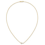 Diamond Sideways Cross Necklace - 14k Yellow Gold / Diamond / 1/10 ctw.