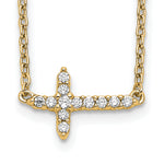 Diamond Sideways Cross Necklace - 14k Yellow Gold / Diamond / 1/10 ctw.