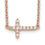Diamond Sideways Cross Necklace - 14k Rose Gold / Diamond / 1/10 ctw.