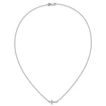 Diamond Sideways Cross Necklace - 10k White Gold / None / 1/6 ctw.