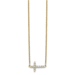 Diamond Sideways Cross Necklace - 10k Yellow Gold / None / 1/6 ctw.