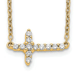 Diamond Sideways Cross Necklace - 10k Yellow Gold / None / 1/6 ctw.