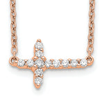 Diamond Sideways Cross Necklace - 14k Rose Gold / Diamond / 1/6 ctw.