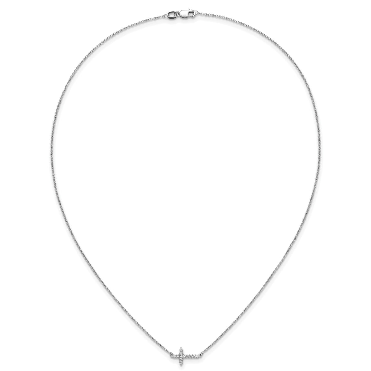 Diamond Sideways Cross Necklace - 14k White Gold / Diamond / 1/6 ctw.