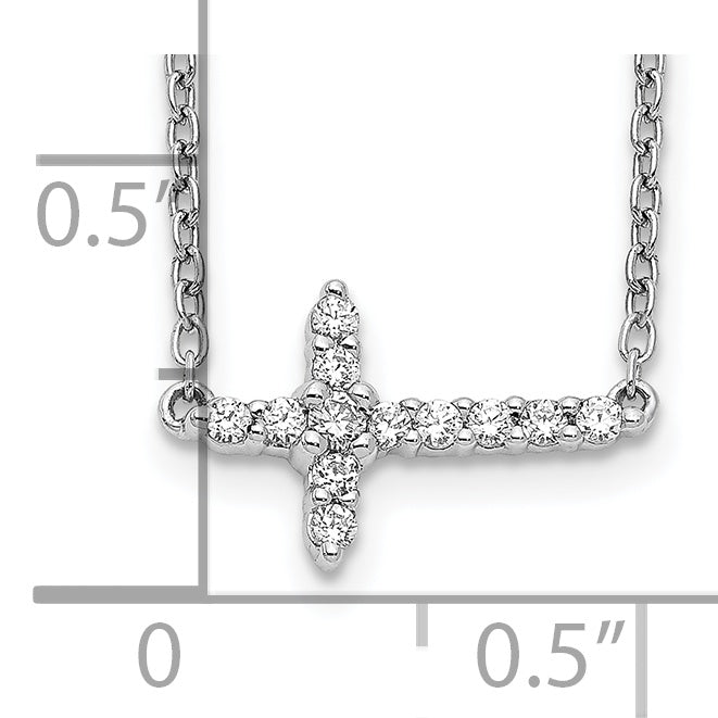 Diamond Sideways Cross Necklace - 14k White Gold / Diamond / 1/6 ctw.