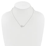 14k White Gold 1/6 carat Diamond Sideways Cross 18 inch Necklace, view 4