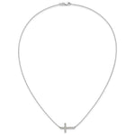 14k White Gold 1/6 carat Diamond Sideways Cross 18 inch Necklace, view 5