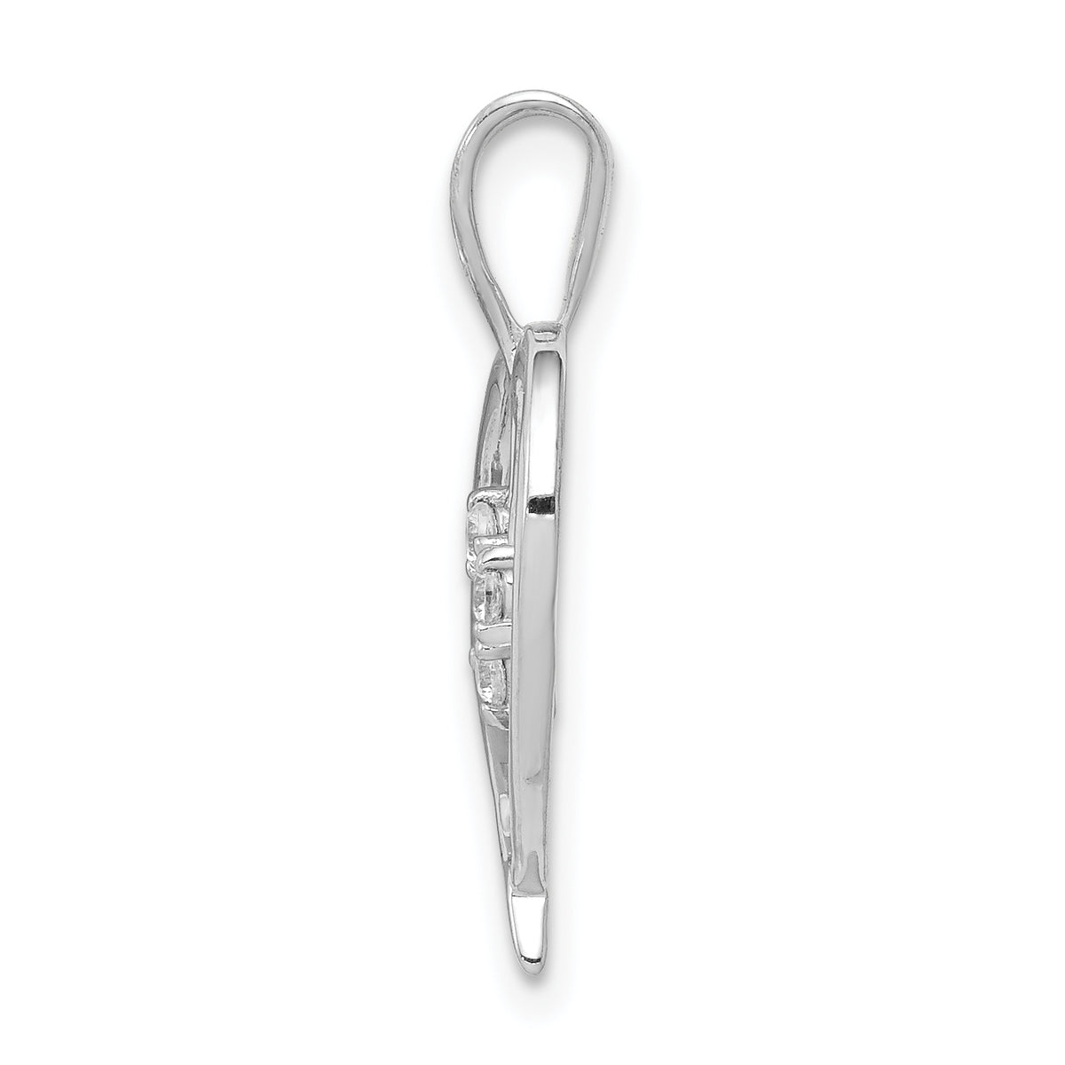 14k Gold 1/20 carat Diamond Heart Pendant, view 2 - 14k White Gold