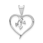 14k Gold 1/20 carat Diamond Heart Pendant, view 3 - 14k White Gold