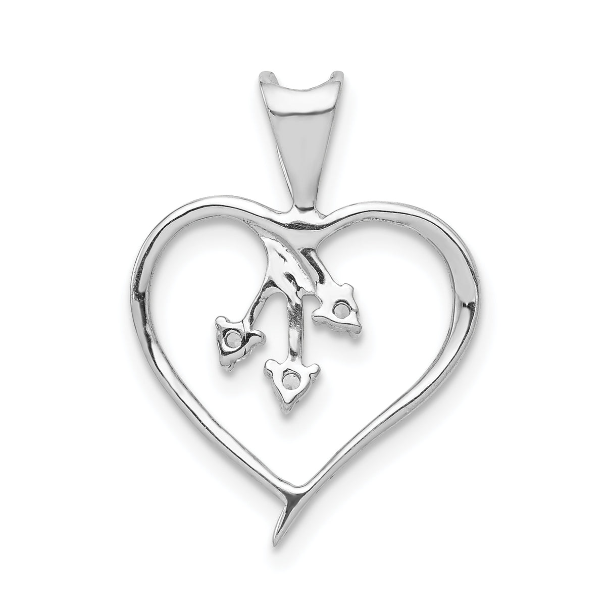 14k Gold 1/20 carat Diamond Heart Pendant, view 3 - 14k White Gold