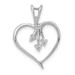 14k Gold 1/20 carat Diamond Heart Pendant - 14k White Gold
