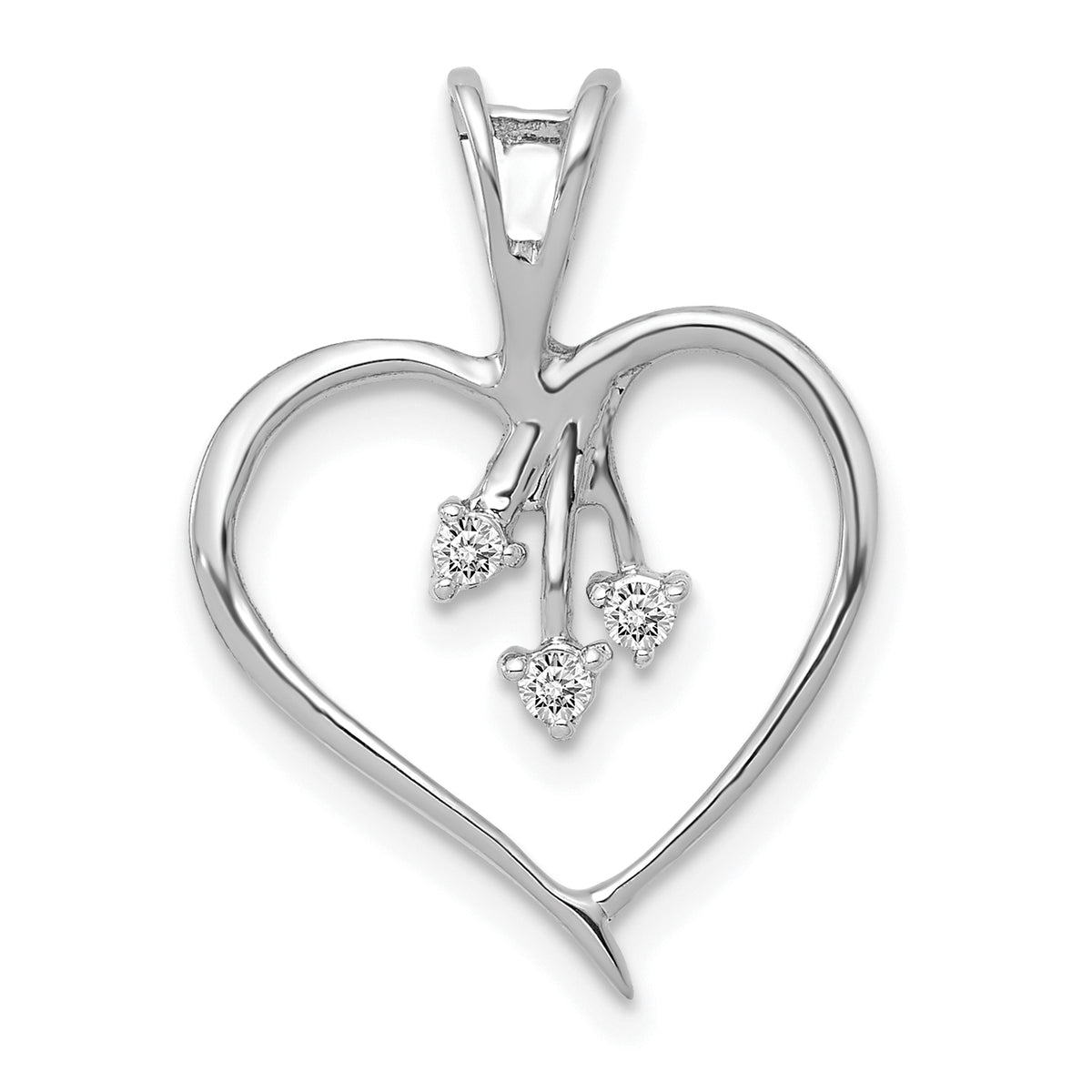 14k Gold 1/20 carat Diamond Heart Pendant - 14k White Gold