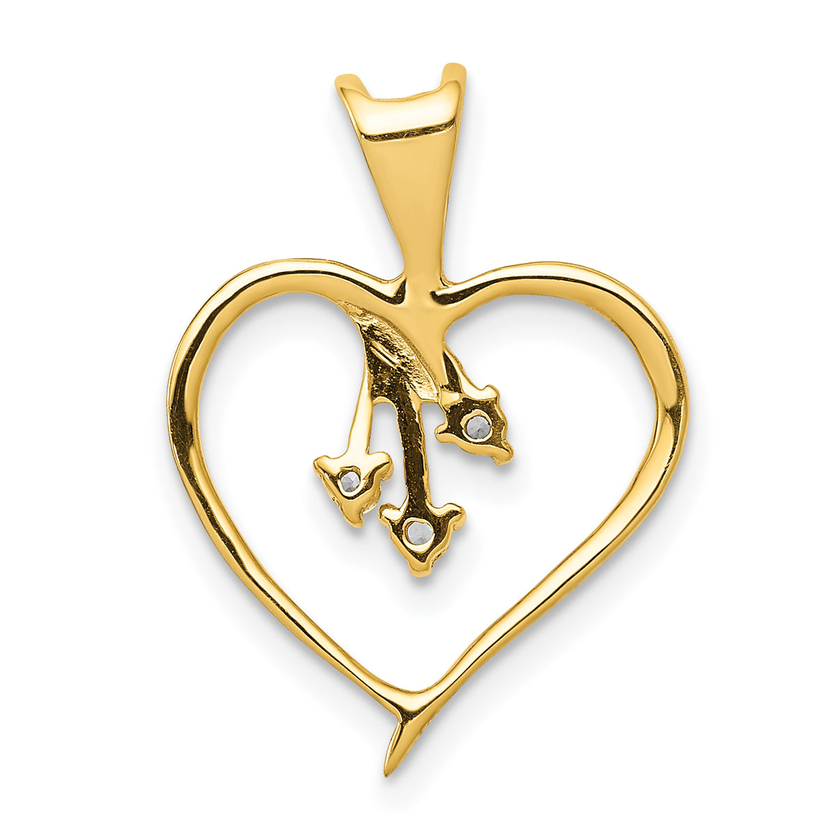 14k Gold 1/20 carat Diamond Heart Pendant, view 3 - 14k Yellow Gold