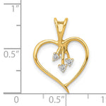 14k Gold 1/20 carat Diamond Heart Pendant, shown with a ruler for scale - 14k Yellow Gold