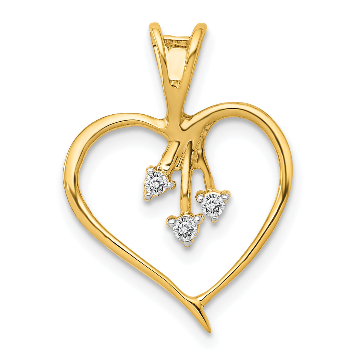 14k Gold 1/20 carat Diamond Heart Pendant - 14k Yellow Gold