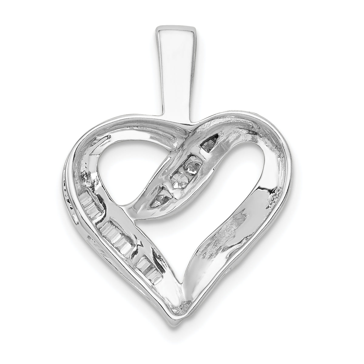 14k White Gold 1/8 carat Diamond Heart Pendant, view 3