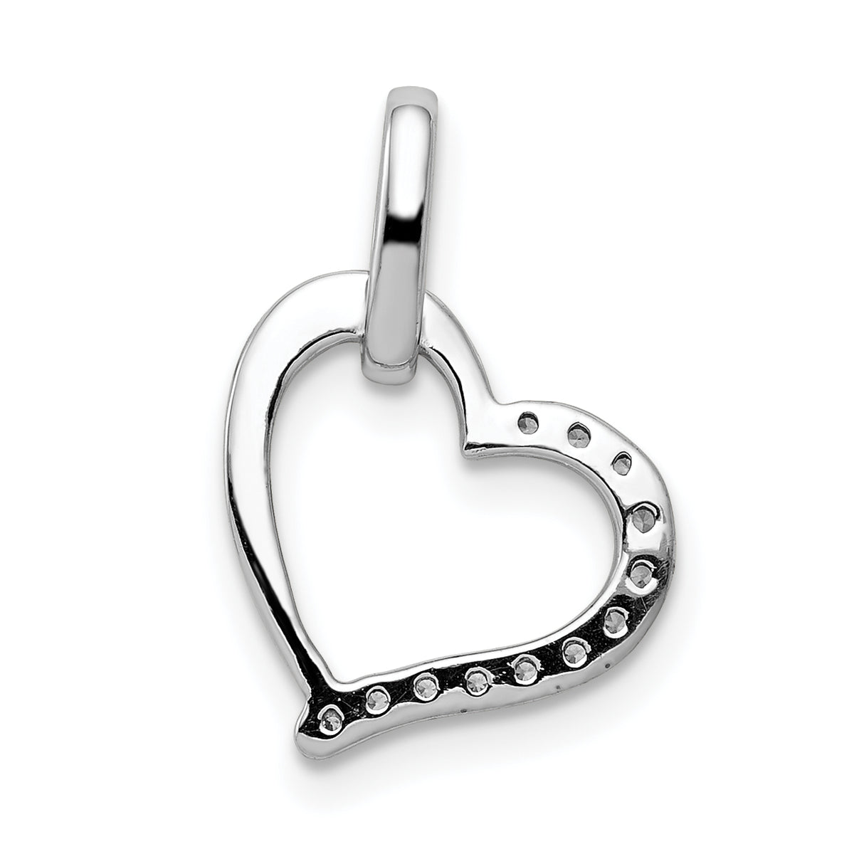 14k White Gold 1/15 carat Diamond Heart Pendant, view 3
