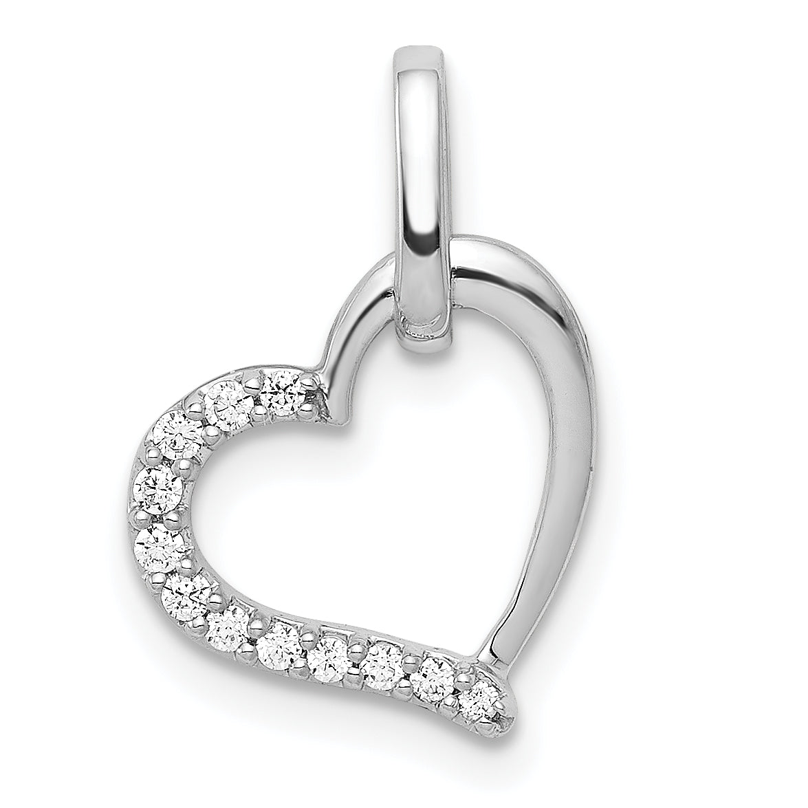 14k White Gold 1/15 carat Diamond Heart Pendant