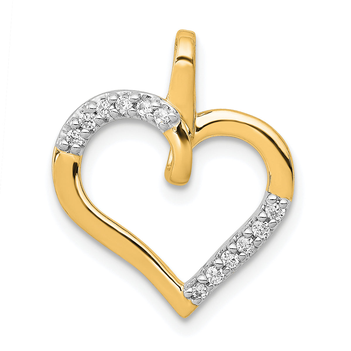 14k Yellow Gold 1/10 carat Diamond Heart Pendant