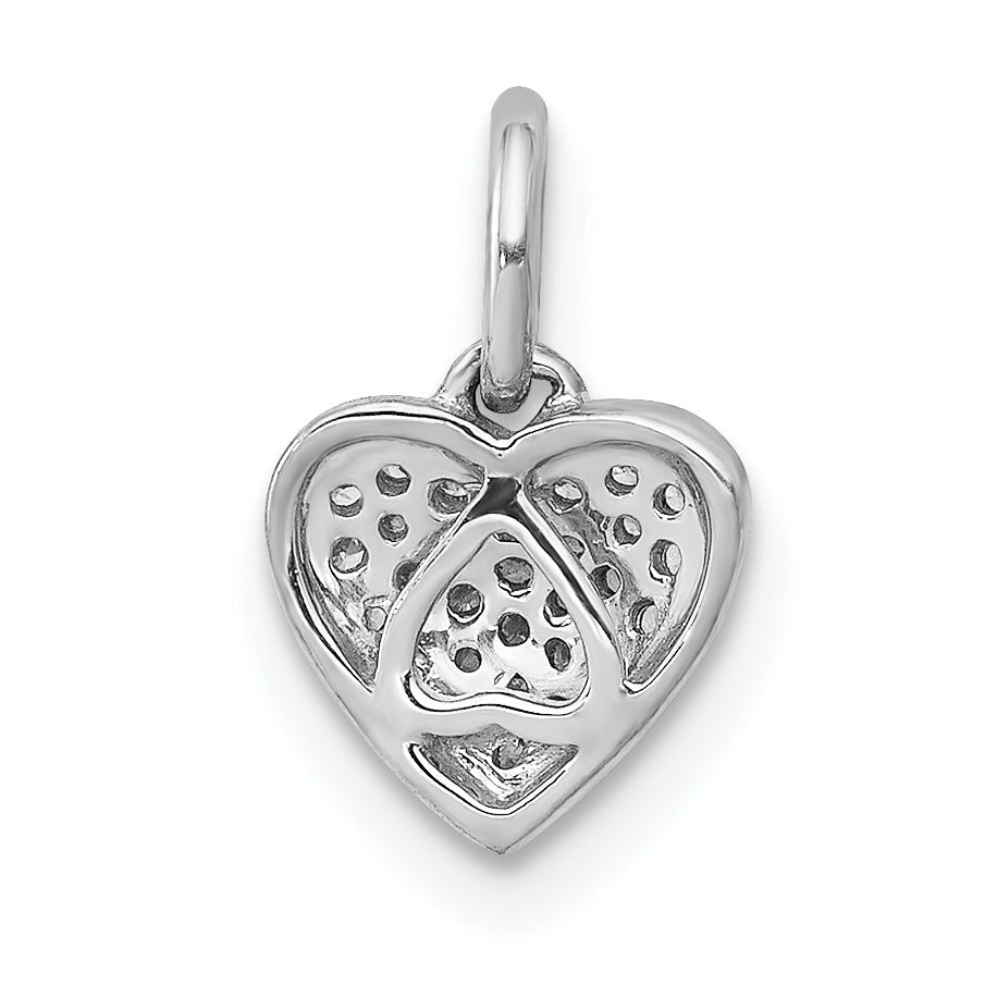 Gold Diamond Heart Pendant - 14k White Gold