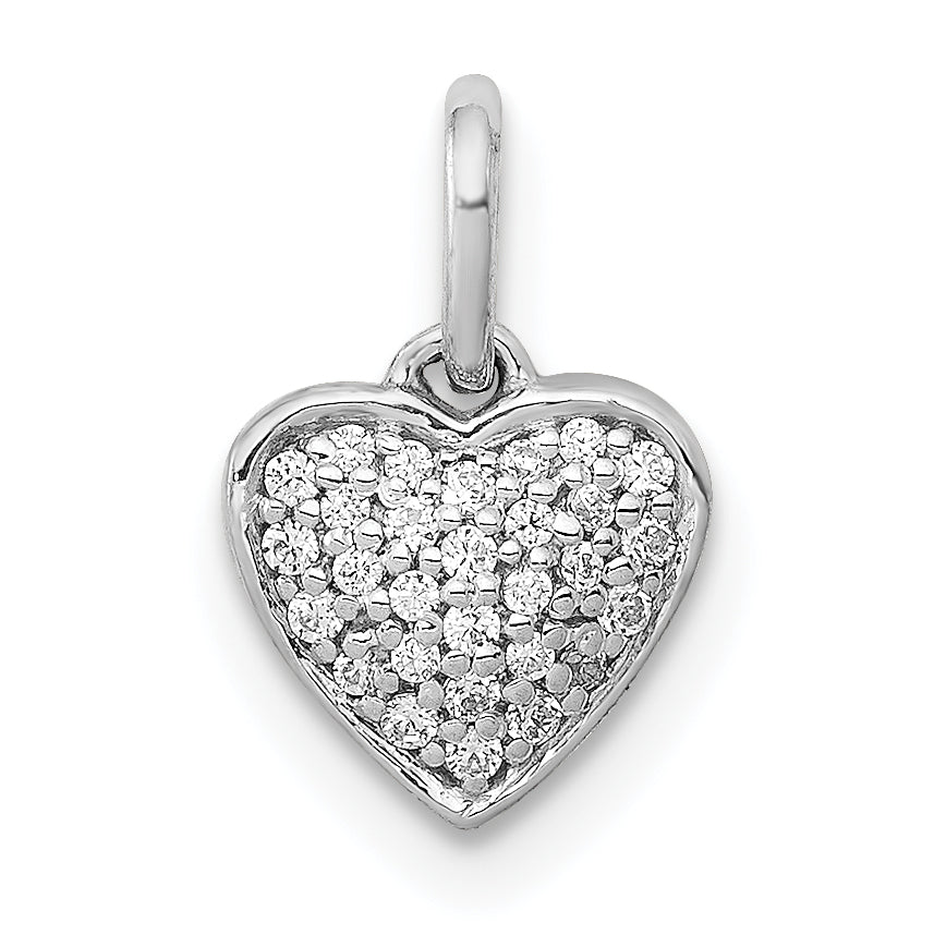 Gold Diamond Heart Pendant - 14k White Gold