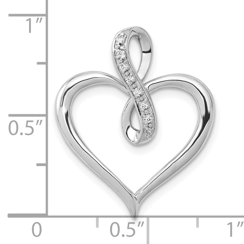 Gold Diamond Heart and Infinity Pendant - 10k White Gold