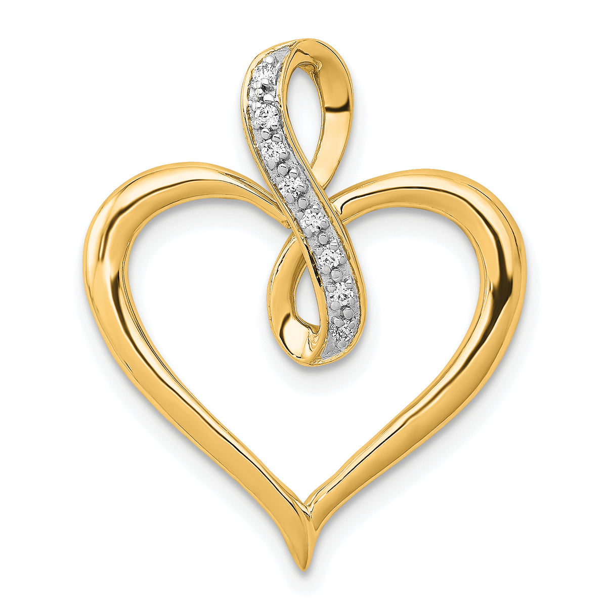 Gold Diamond Heart and Infinity Pendant - 10k Yellow Gold
