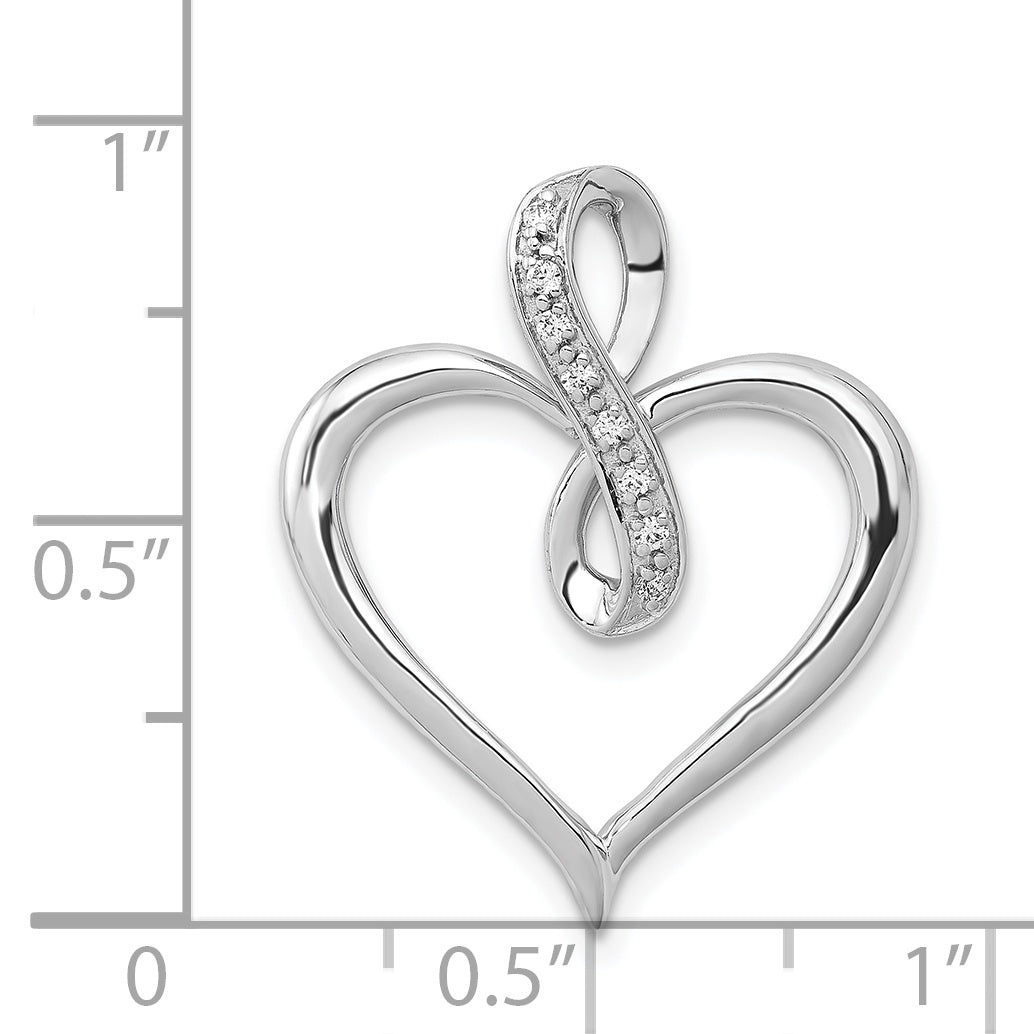 Gold Diamond Heart and Infinity Pendant - 14k White Gold