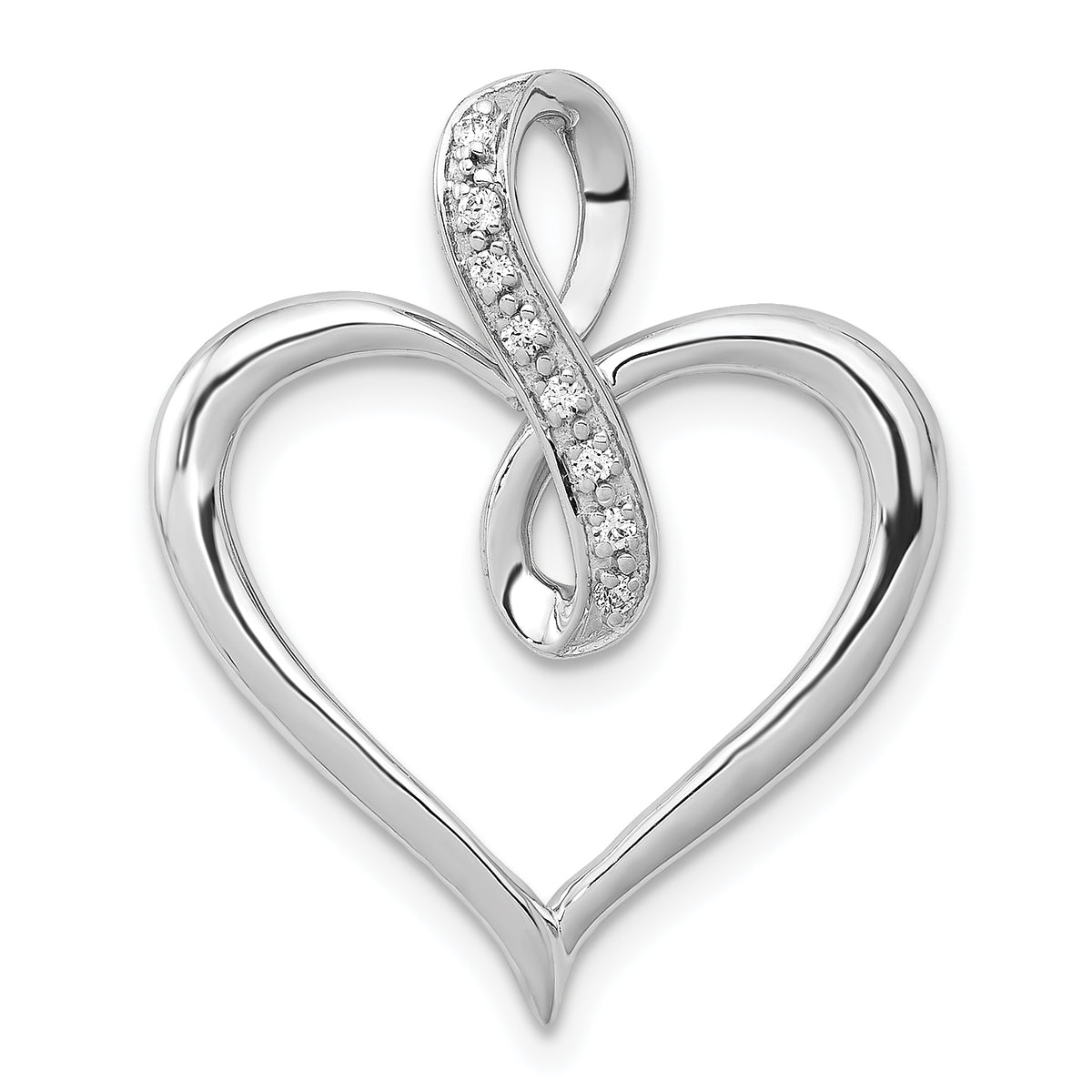 Gold Diamond Heart and Infinity Pendant - 14k White Gold