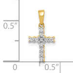 Diamond Latin Cross Pendant - 10k Gold with White Rhodium / Diamond / Standard, 16x7mm