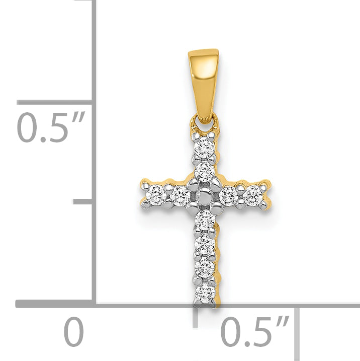 Diamond Latin Cross Pendant - 10k Gold with White Rhodium / Diamond / Standard, 16x7mm