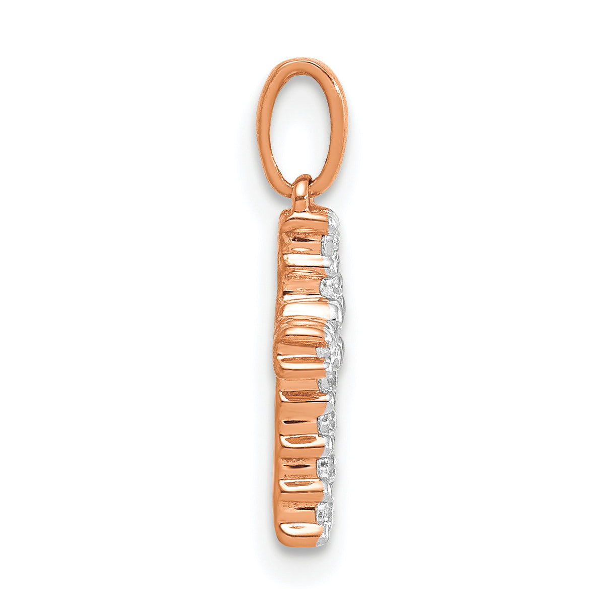 Diamond Latin Cross Pendant - 14k Rose Gold / Diamond / 1.30 mm