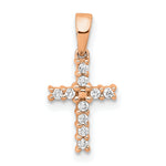Diamond Latin Cross Pendant - 14k Rose Gold / Diamond / 1.30 mm