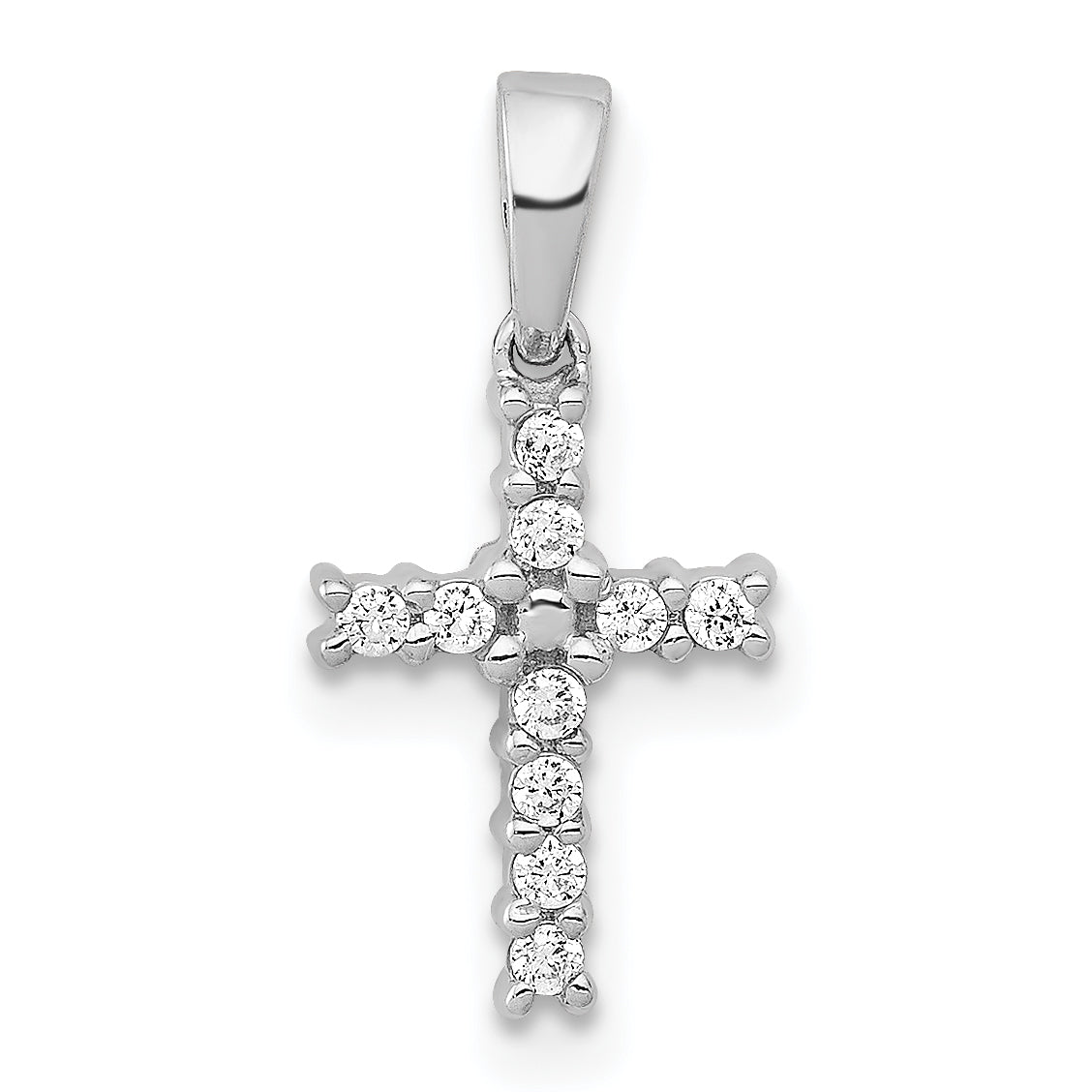 Diamond Latin Cross Pendant - 14k White Gold / Diamond / 1.30 mm