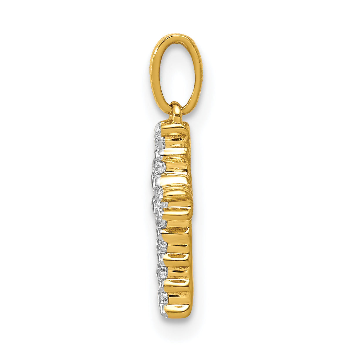 Diamond Latin Cross Pendant - 14k Yellow Gold / Diamond / 1.30 mm
